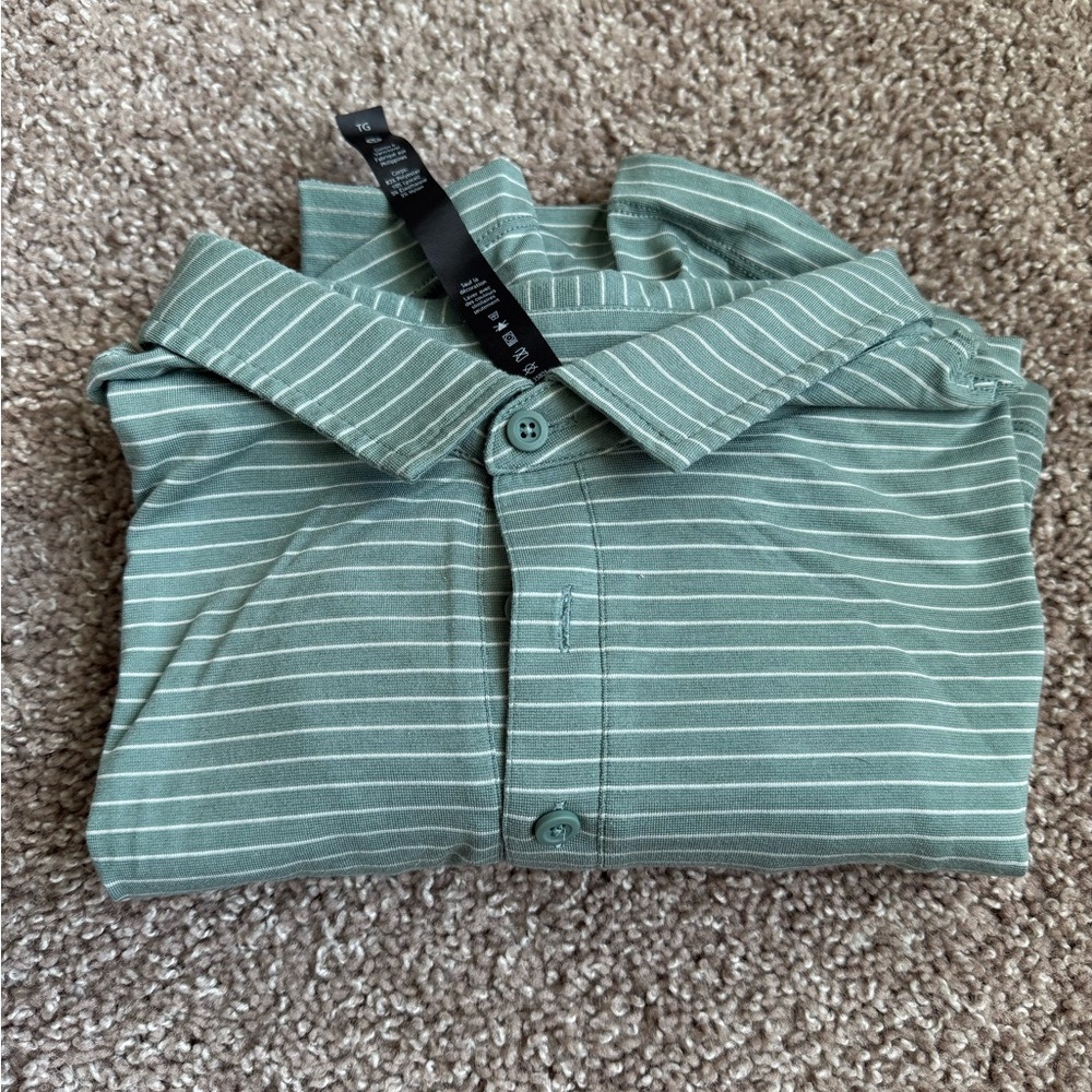 lululemon athletica Green Striped Polo